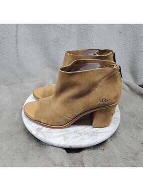 UGG Shoes Womens Size 11 Ginger Brown Suede Open Toe Booties